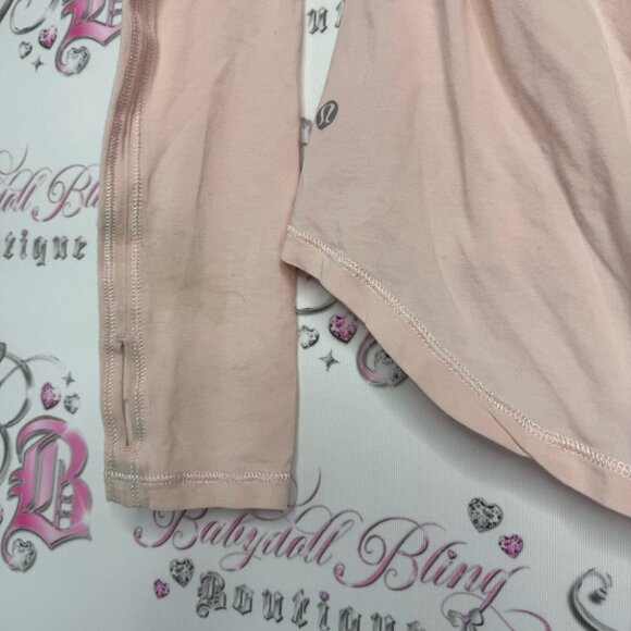 Lululemon long sleeve stretchy pink top logo on back soft buttery workout yoga - Picture 3 of 9